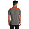 Sport-Tek Men's Deep Orange/Dark Grey Heather PosiCharge Tri-Blend Wicking Draft Tee