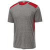 Sport-Tek Men's True Red/Dark Grey Heather PosiCharge Tri-Blend Wicking Draft Tee