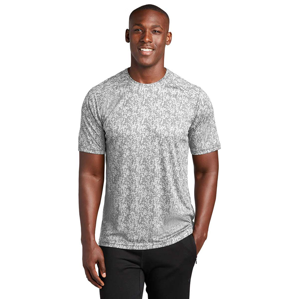 Sport-Tek Men's White PosiCharge Digi Camo Short Sleeve Tee