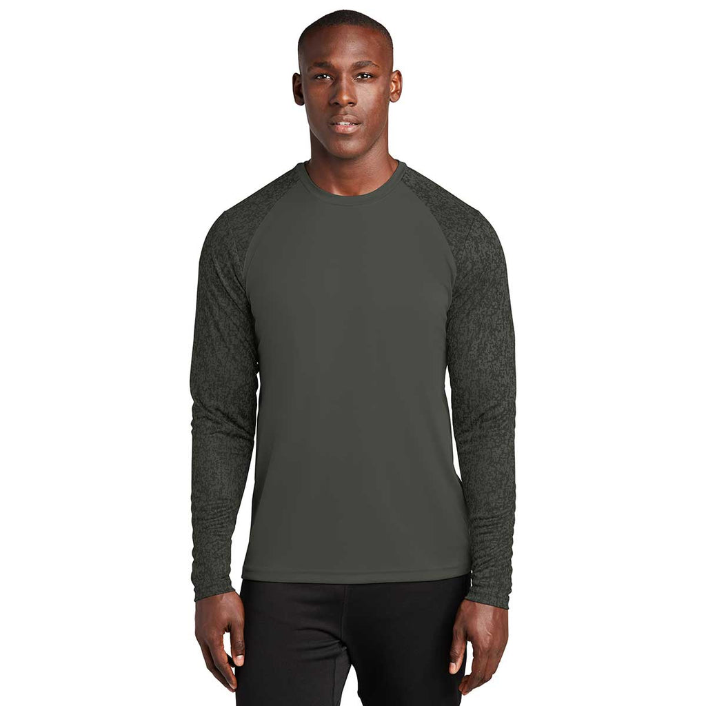 Sport-Tek Men's Black PosiCharge Digi Camo Long Sleeve Tee