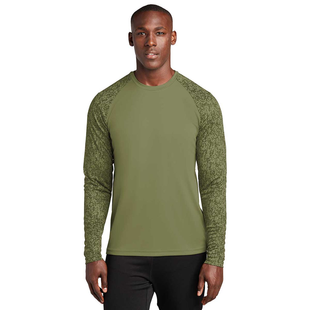 Sport-Tek Men's Olive Drab Green PosiCharge Digi Camo Long Sleeve Tee