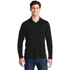 Sport-Tek Men's Black Posi-UV Pro Long Sleeve Polo