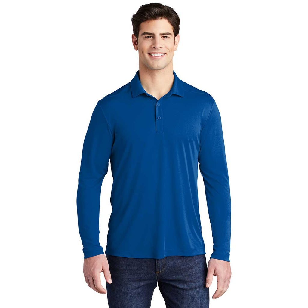 Sport-Tek Men's True Royal Posi-UV Pro Long Sleeve Polo