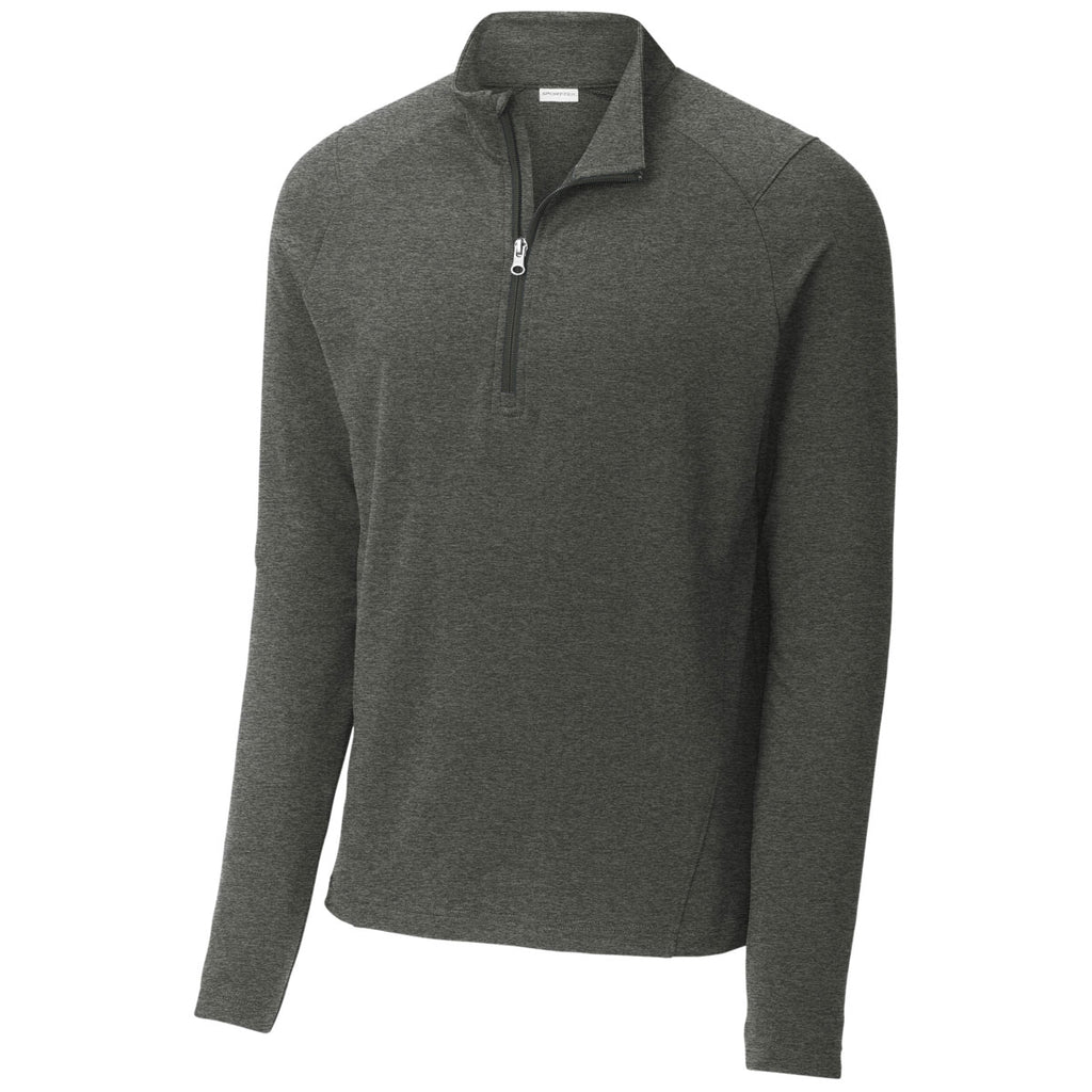 Sport-Tek Men's Dark Grey Heather Sport-Wick Flex Fleece 1/4-Zip