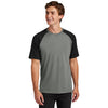 Sport-Tek Men's Black/ Vintage Heather Halftime Raglan Tee