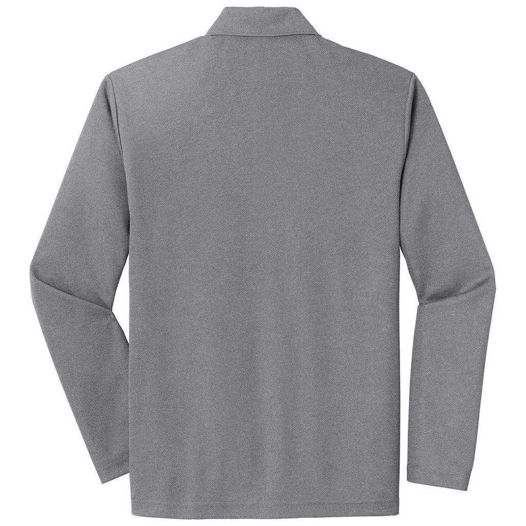 Sport-Tek Men's Grey Heather PosiCharge RacerMesh Long Sleeve Polo