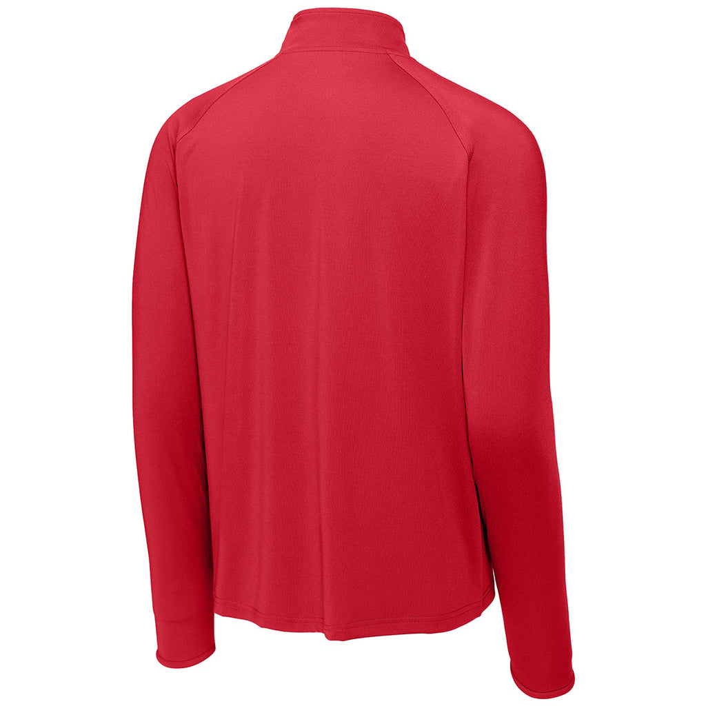 Sport-Tek Men's True Red Sport-Wick Stretch 1/4 Zip Pullover