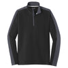 Sport-Tek Men's Black/Iron Grey Sport-Wick Textured Colorblock 1/4-Zip Pullover