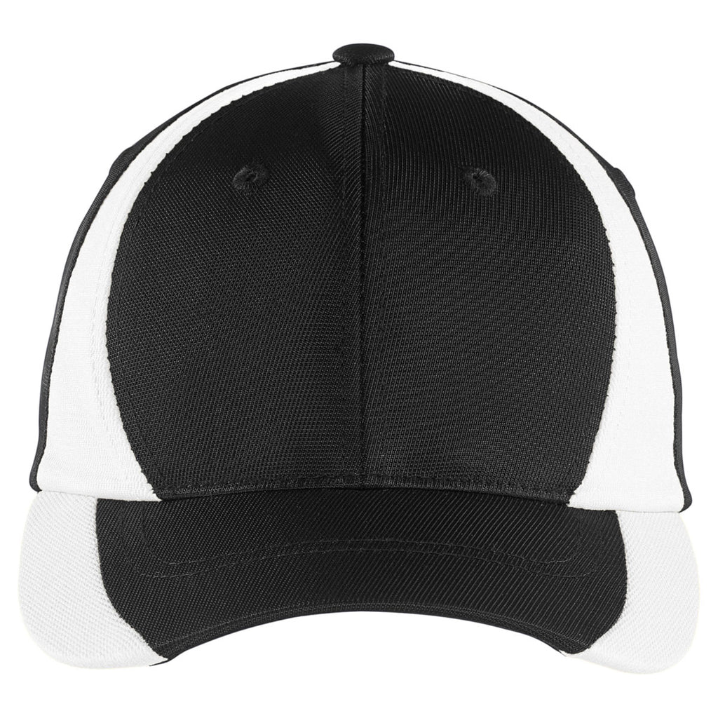 Sport-Tek Black/White Dry Zone Nylon Colorblock Cap