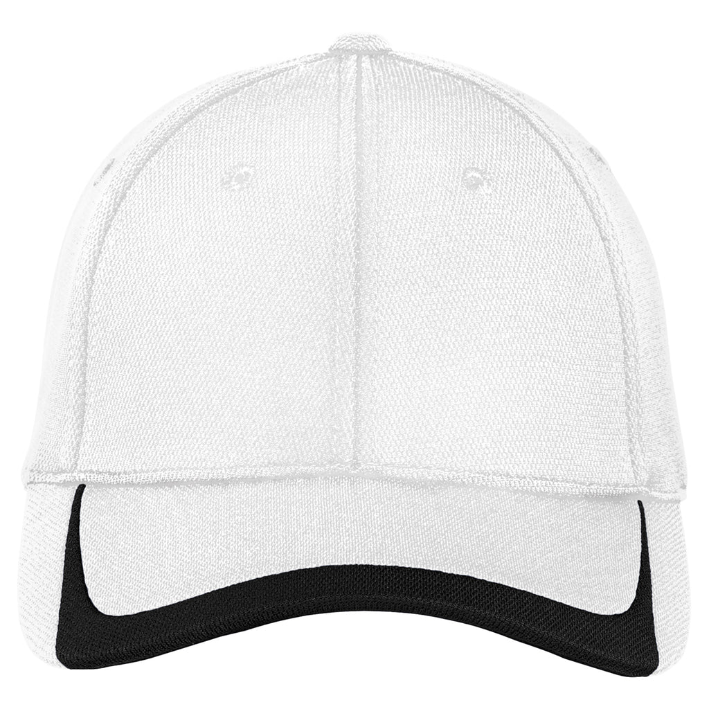 Sport-Tek White/Black Pique Colorblock Cap