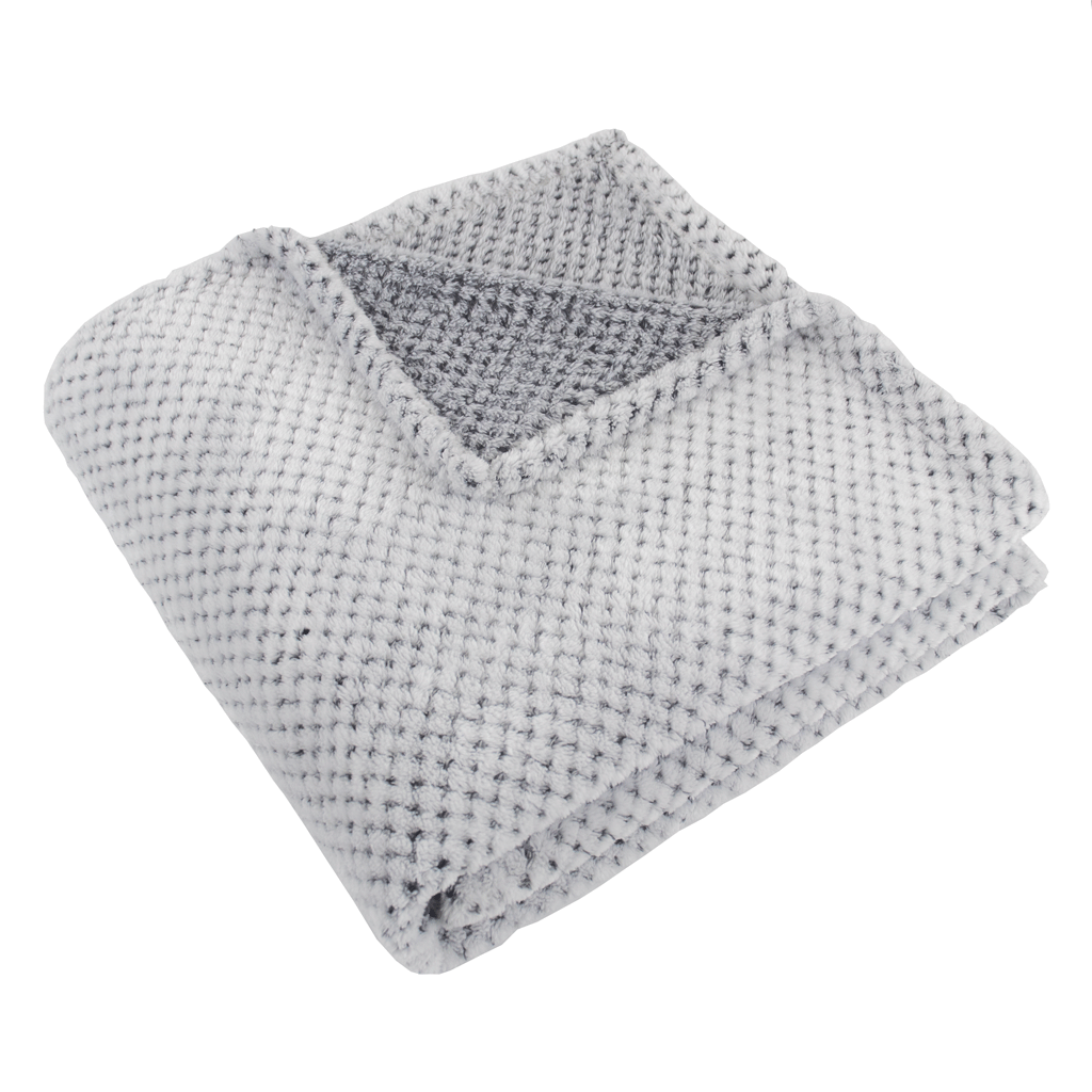 48-Hour Zusa White with Charcoal Plush Siesta Blanket