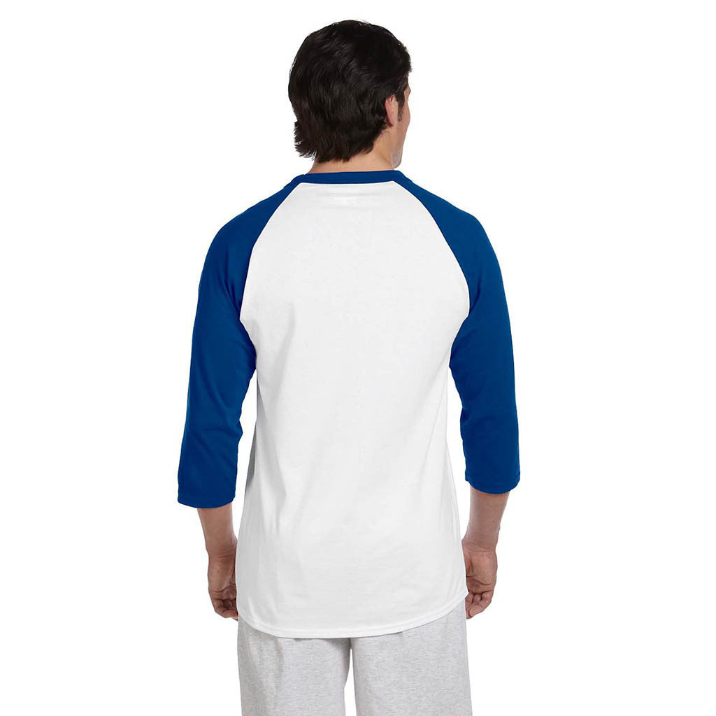 Champion Men's White/Blue Baseball T-Shirt