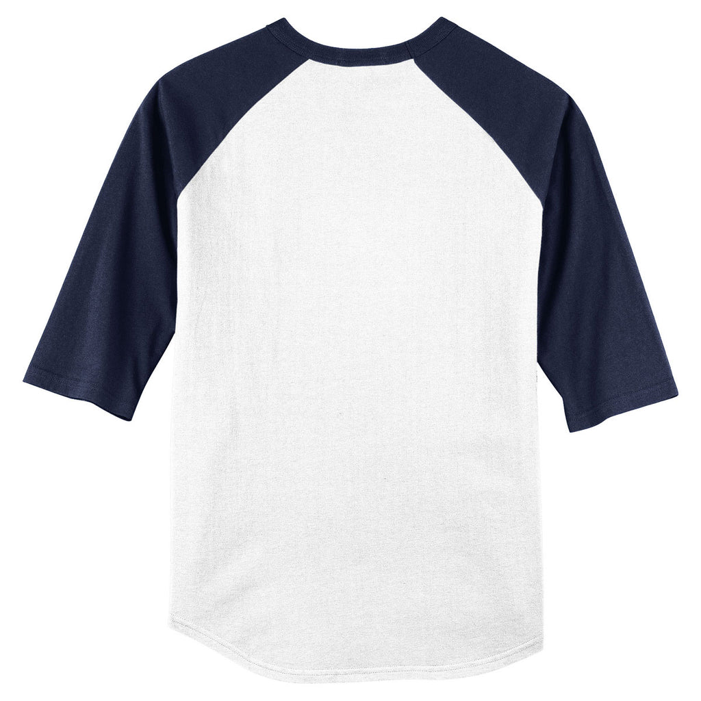 Sport-Tek Men's White/Navy Colorblock Raglan Jersey