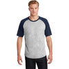 Sport-Tek Men's Heather Grey/ Navy Short Sleeve Colorblock Raglan Jersey