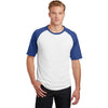 Sport-Tek Men's White/ Royal Short Sleeve Colorblock Raglan Jersey