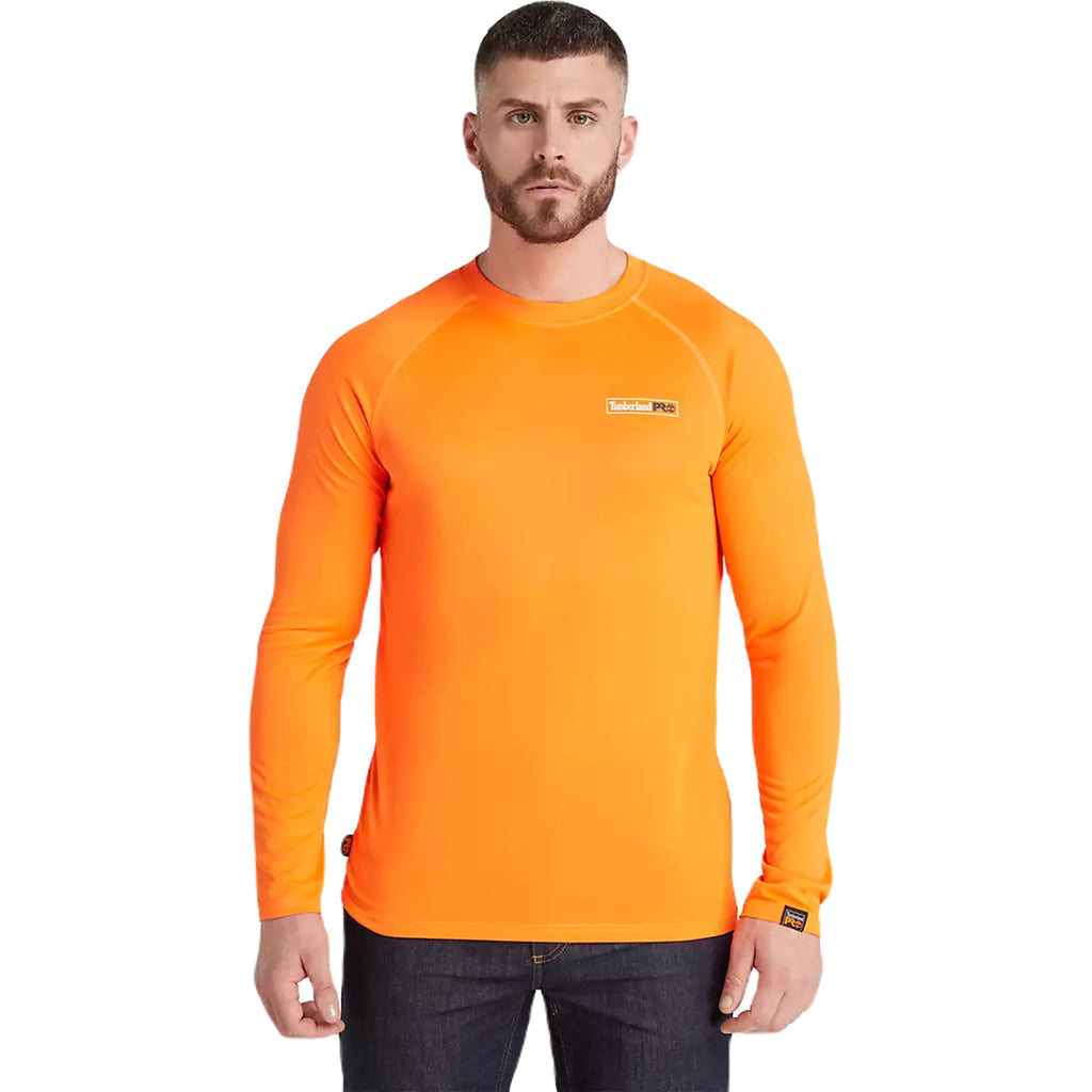 Timberland Men's Bright Orange Wicking Good Sport Long-Sleeve T-Shirt