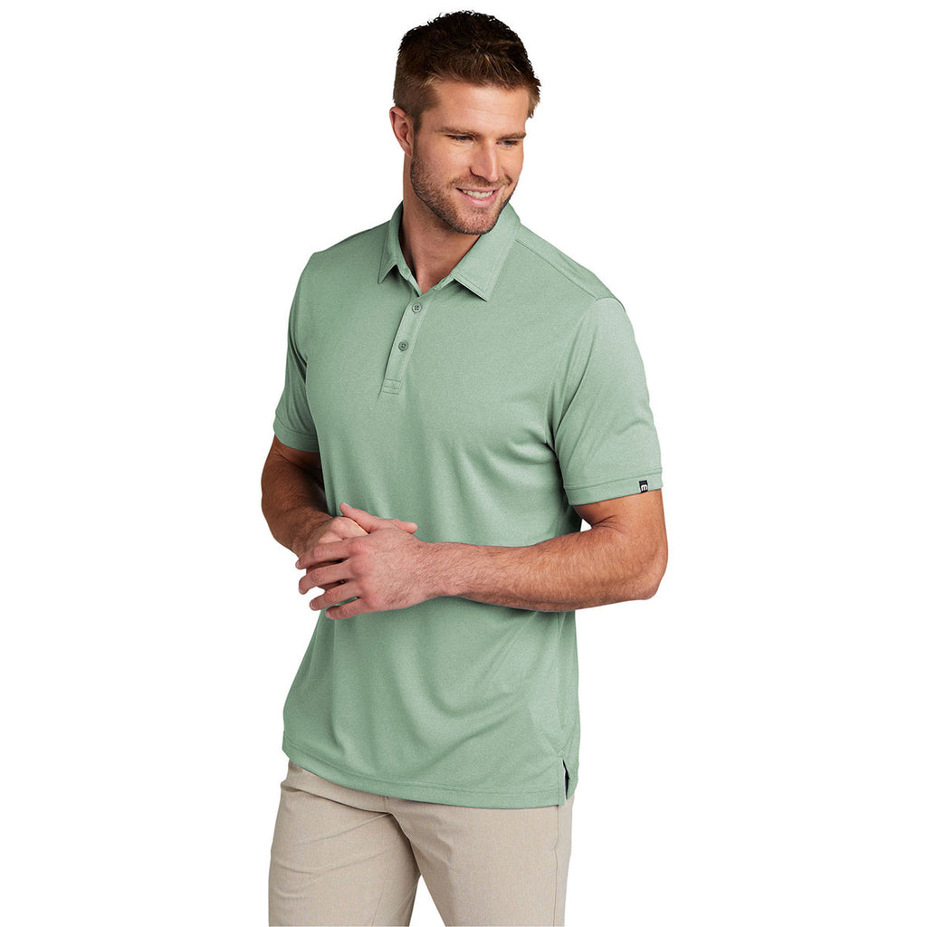 TravisMathew Men's Beryl Green Heather Coto Performance Polo