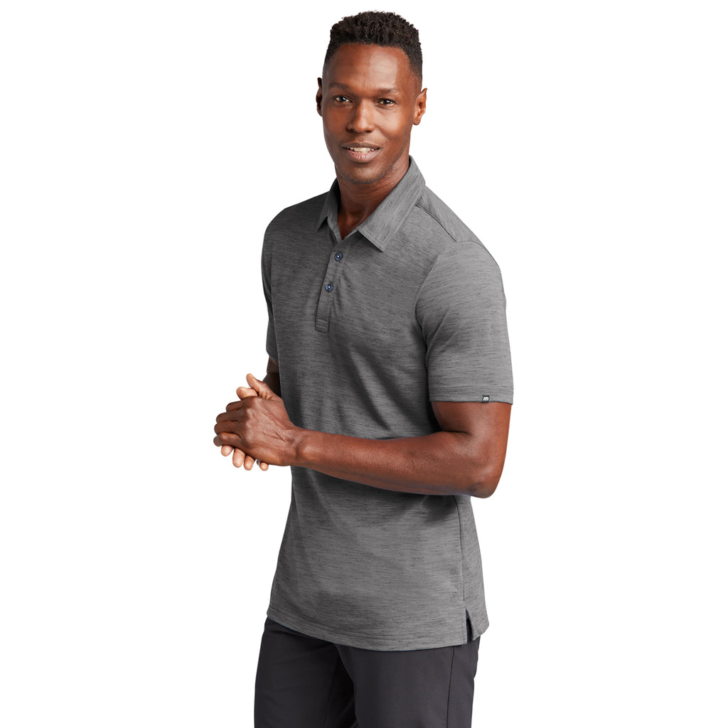 TravisMathew Men's Dark Grey Auckland Slub Polo