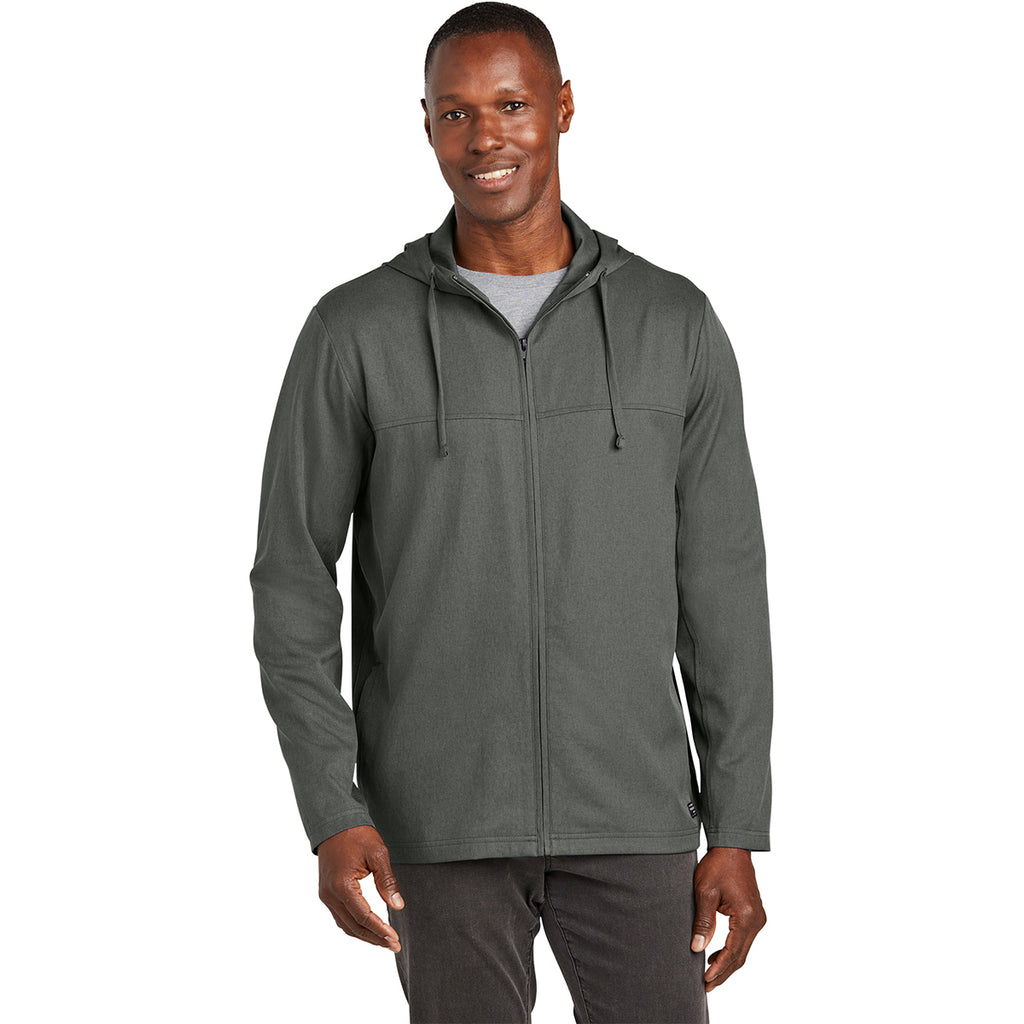 TravisMathew Men's Dark Grey Heather Balboa Hoodied Full-Zip Jacket