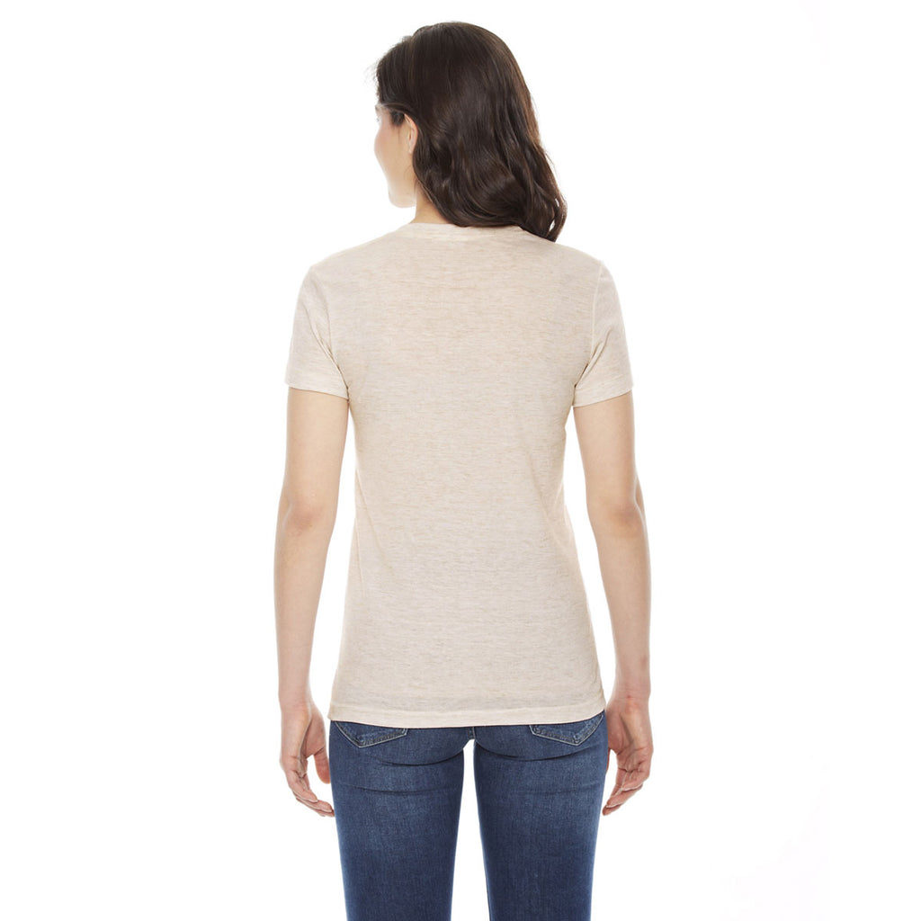 American Apparel Women's Triblend Oatmeal Short-Sleeve Track T-Shirt