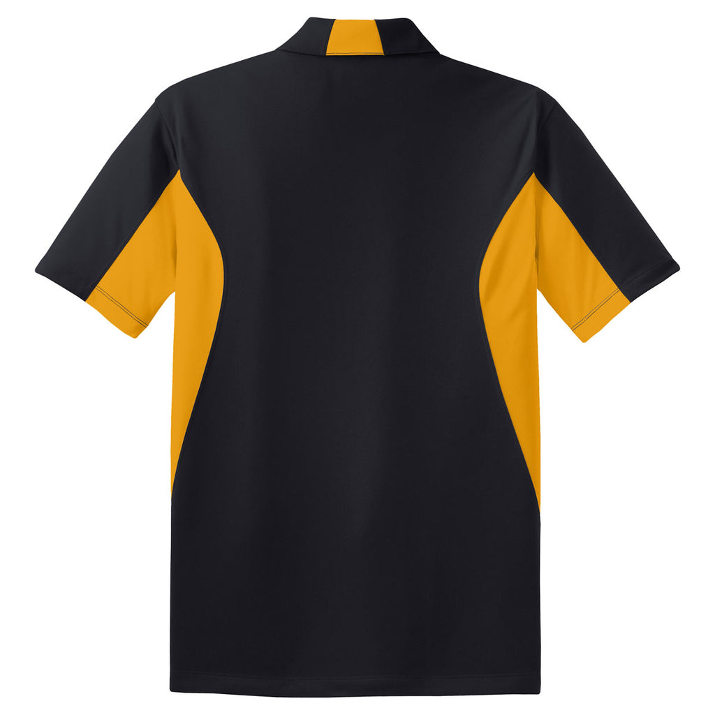 Sport-Tek Men's Black/ Gold Tall Side Blocked Micropique Sport-Wick Polo