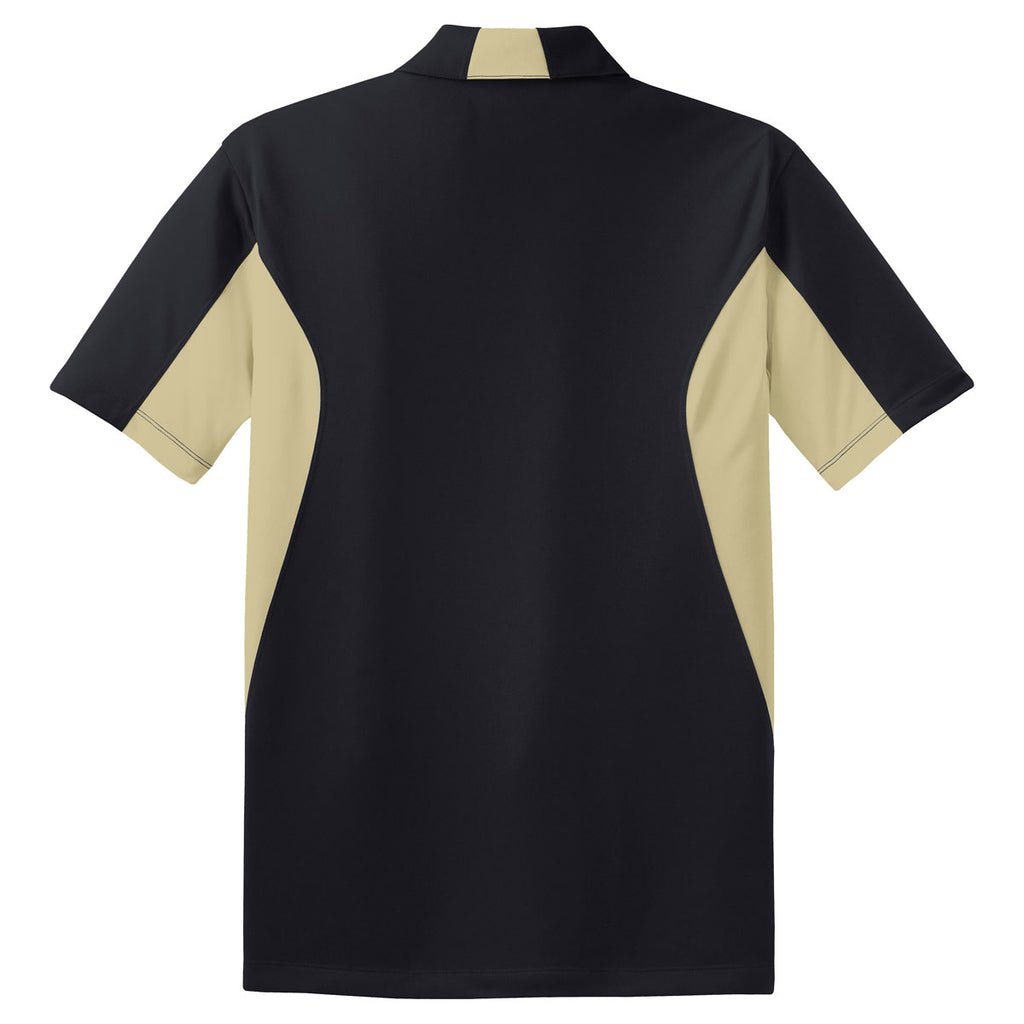 Sport-Tek Men's Black/ Vegas Gold Tall Side Blocked Micropique Sport-Wick Polo