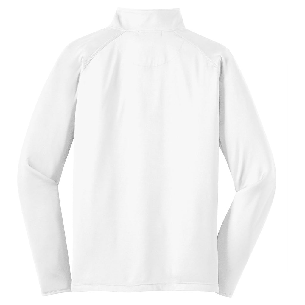 Sport-Tek Men's White Tall Sport-Wick Stretch 1/2-Zip Pullover