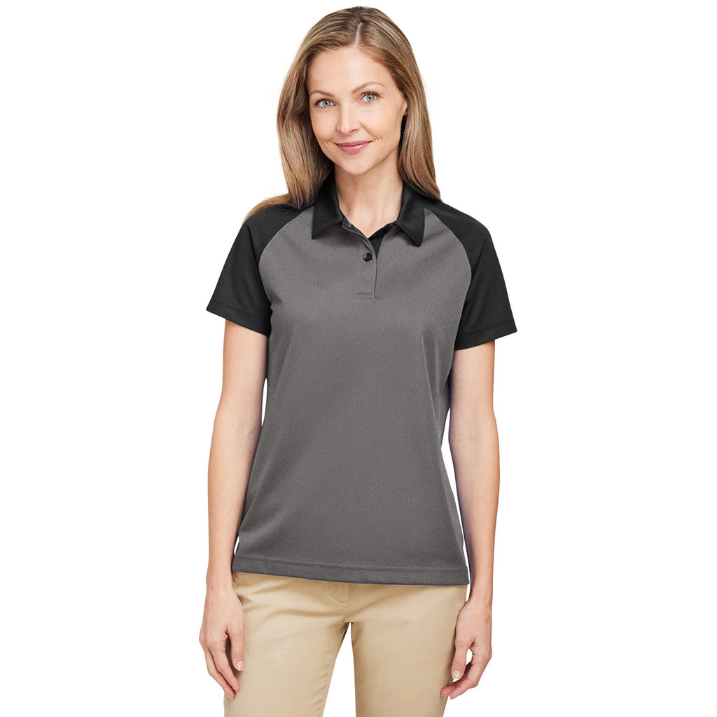 Team 365 Women's Sport Graphite/Black Command Snag-Protection Colorblock Polo