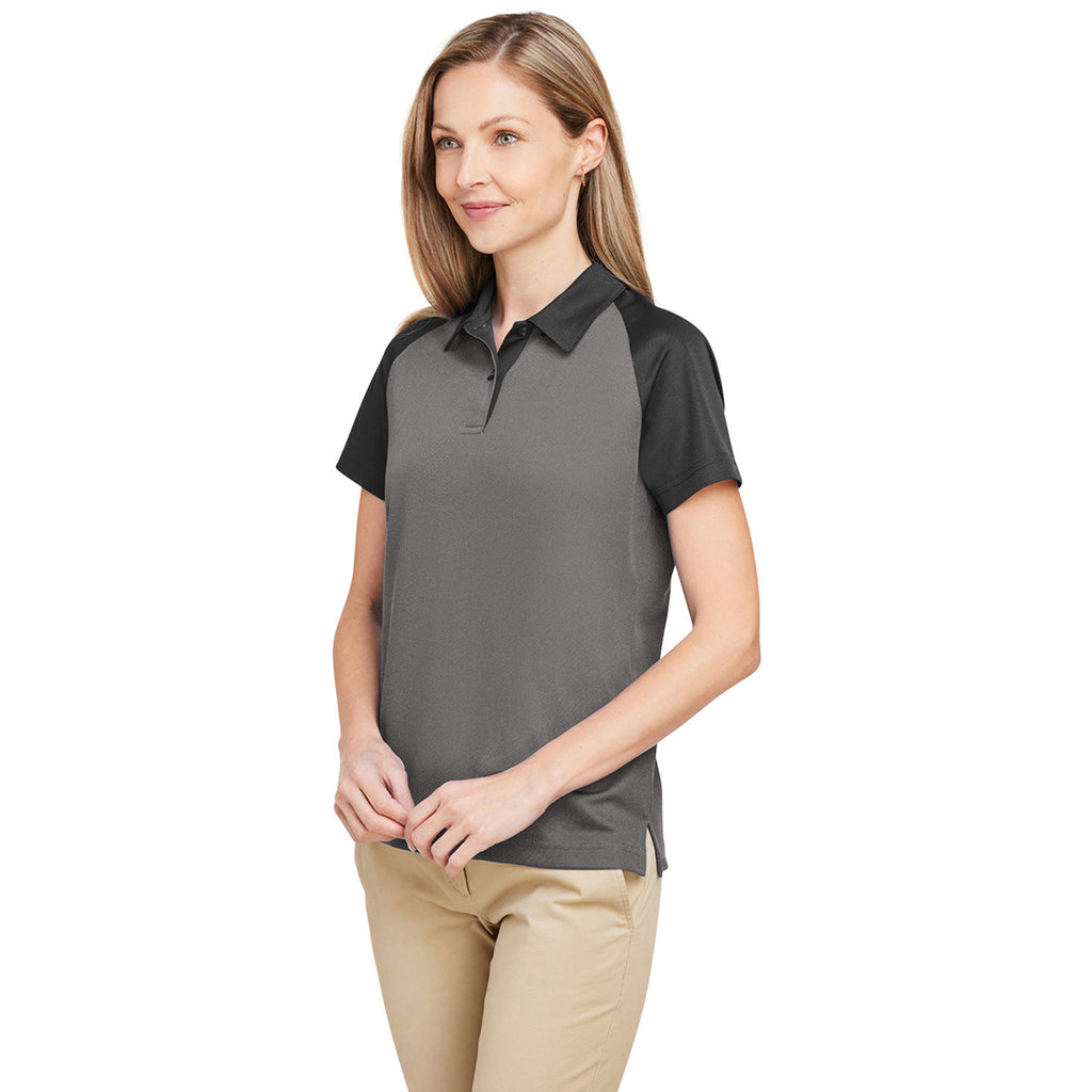 Team 365 Women's Sport Graphite/Black Command Snag-Protection Colorblock Polo