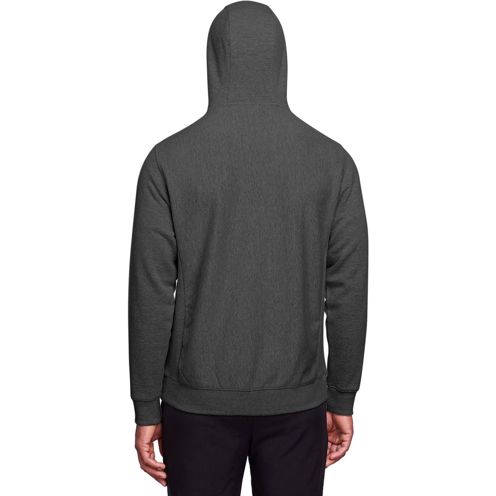 Team 365 Men's Dark Grey Heather Zone HydroSport Heavyweight Full-Zip Hooded Sweatshirt