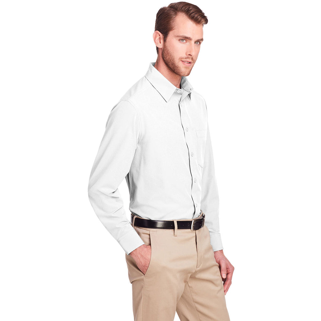 UltraClub Men's White Bradley Performance Woven Shirt