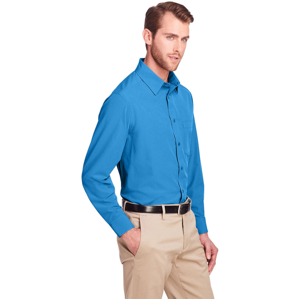 UltraClub Men's Pacific Blue Bradley Performance Woven Shirt