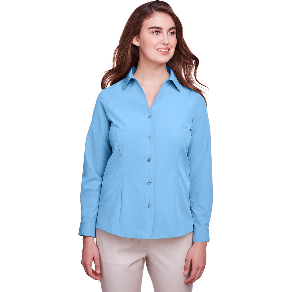 UltraClub Women's Columbia Blue Bradley Performance Woven Shirt