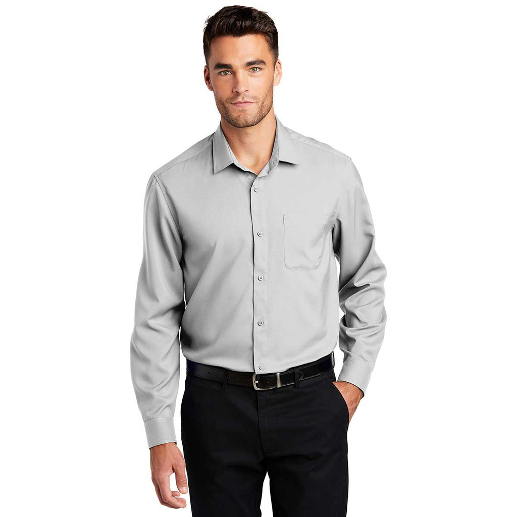 Port Authority Men's Silver Long Sleeve Performance Staff Shirt