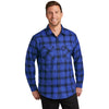 Port Authority Men's Royal/Black Open Plaid Plaid Flannel Shirt