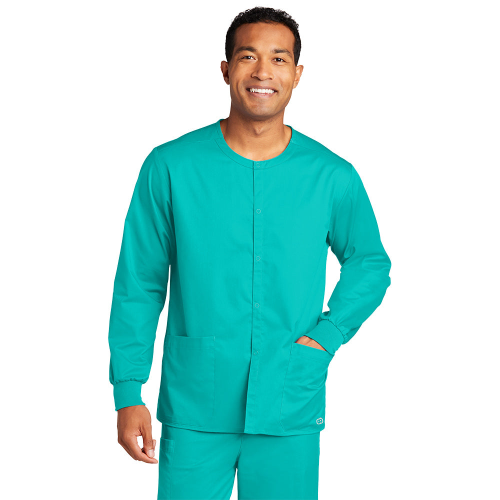 WonderWink Unisex Teal Blue WorkFlex Snap-Front Scrub Jacket