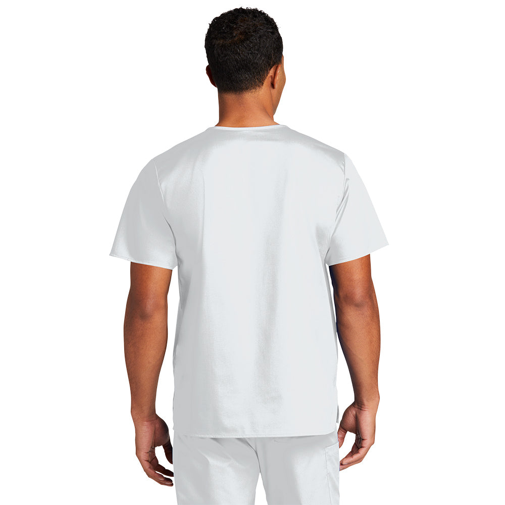 WonderWink Unisex White WorkFlex Chest Pocket V-Neck Top