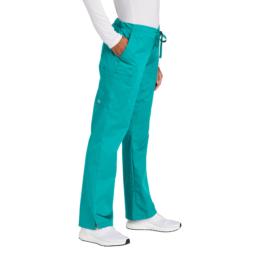 WonderWink Women's Teal Blue WorkFlex Flare Leg Cargo Pant