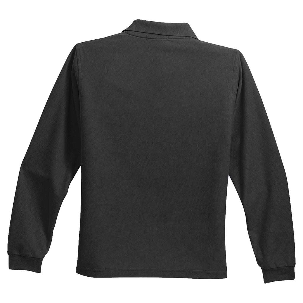 Port Authority Youth Black Long Sleeve Silk Touch Polo