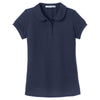 Port Authority Girls Navy Silk Touch Peter Pan Collar Polo