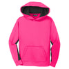 Sport-Tek Youth Neon Pink/Black Sport-Wick Fleece Colorblock Hooded Pullover