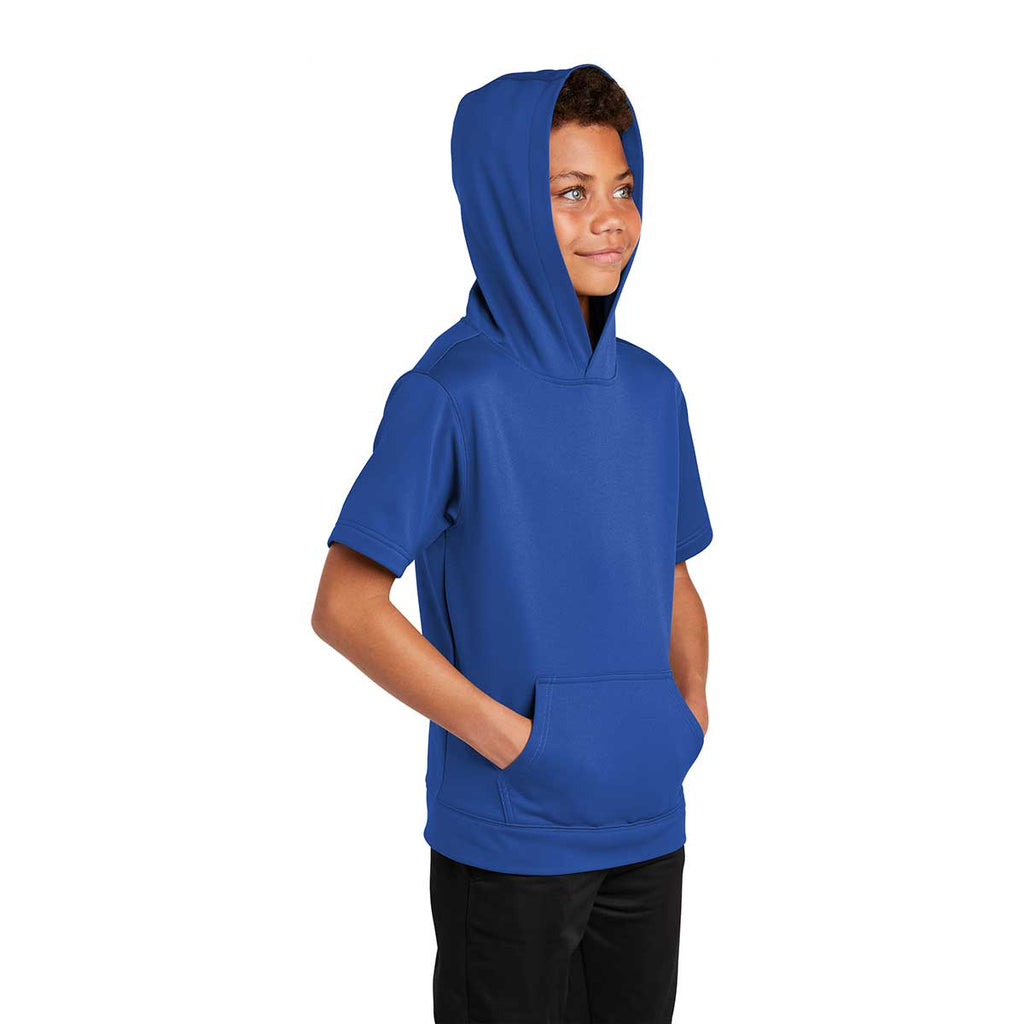 Sport-Tek Youth True Royal Sport-Wick Fleece Short Sleeve Pullover Hoodie