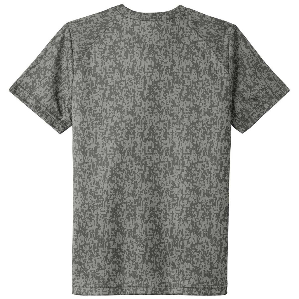 Sport-Tek Youth Grey Concrete PosiCharge Digi Camo Short Sleeve Tee