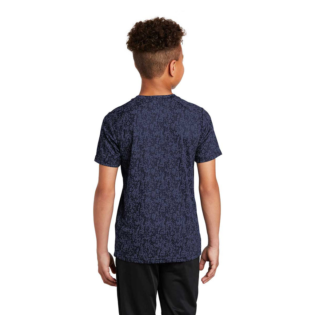 Sport-Tek Youth True Navy PosiCharge Digi Camo Short Sleeve Tee