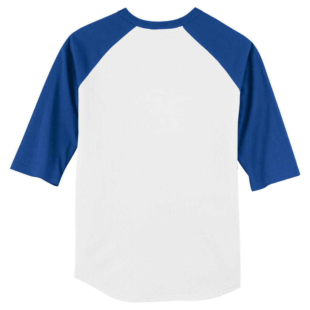 Sport-Tek Youth White/Royal Colorblock Raglan Jersey