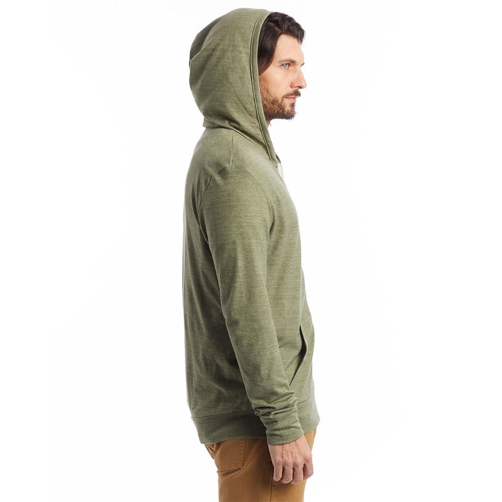 Alternative Apparel Unisex Eco True Army Green Eco-Jersey Zip Hoodie