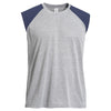 Expert Men's Heather Grey/Navy Sleeveless Colorblock Natural Feel Training Tee