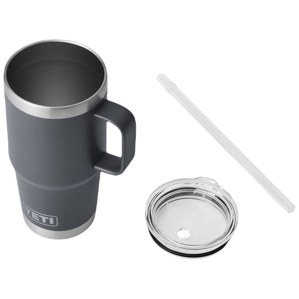 YETI Charcoal Rambler 25 oz Mug W/Straw Lid