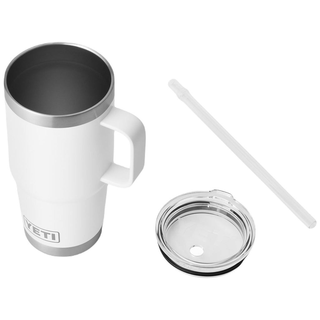 YETI White Rambler 25 oz Mug W/Straw Lid